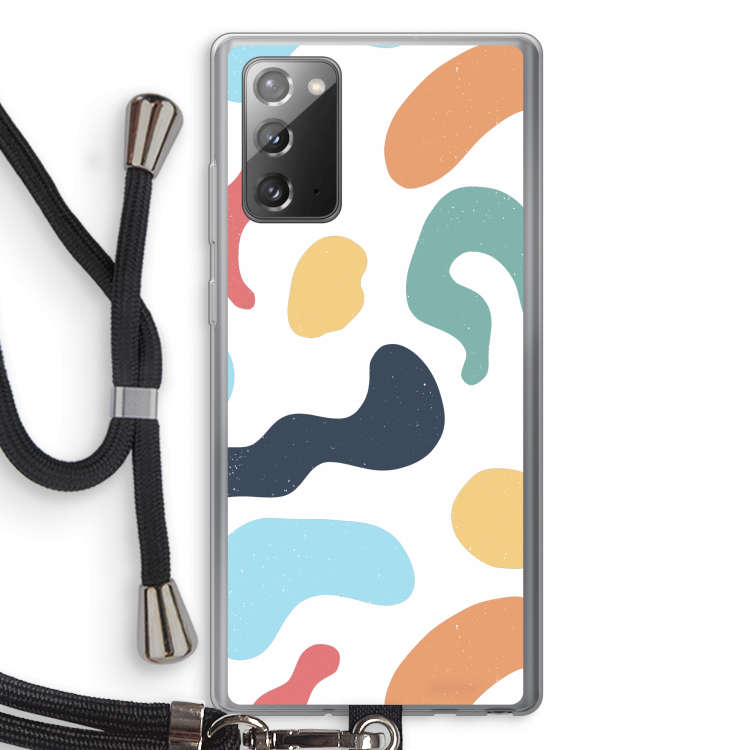 Memphis Shapes Blue: Samsung Galaxy Note 20 / Note 20 5G Transparant Hoesje met koord