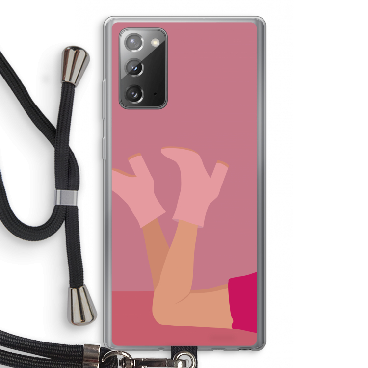 Pink boots: Samsung Galaxy Note 20 / Note 20 5G Transparant Hoesje met koord