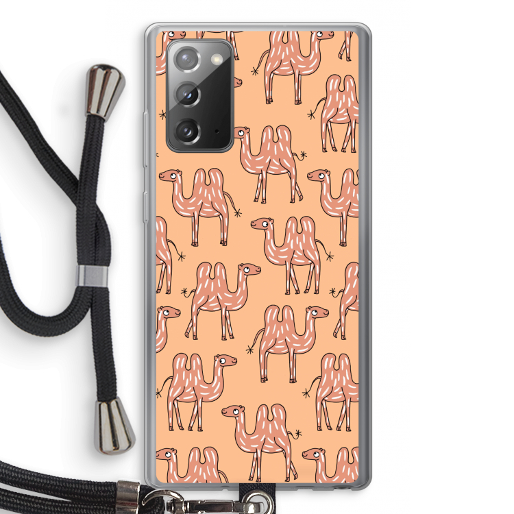Kameel: Samsung Galaxy Note 20 / Note 20 5G Transparant Hoesje met koord