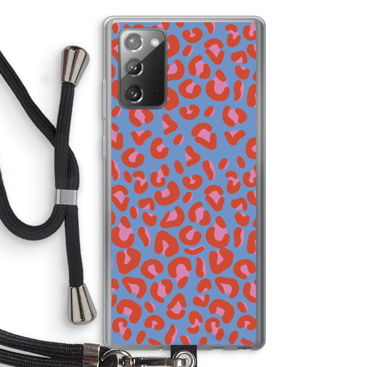 Leopard blue: Samsung Galaxy Note 20 / Note 20 5G Transparant Hoesje met koord