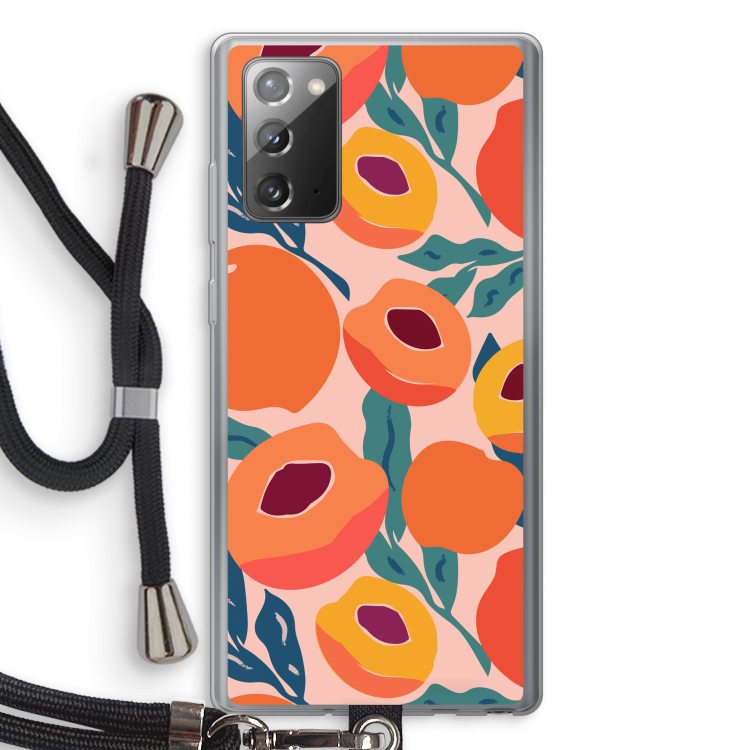 Perzik: Samsung Galaxy Note 20 / Note 20 5G Transparant Hoesje met koord