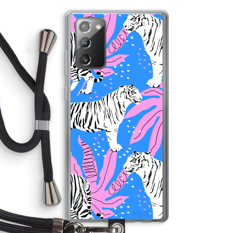 Tijger: Samsung Galaxy Note 20 / Note 20 5G Transparant Hoesje met koord