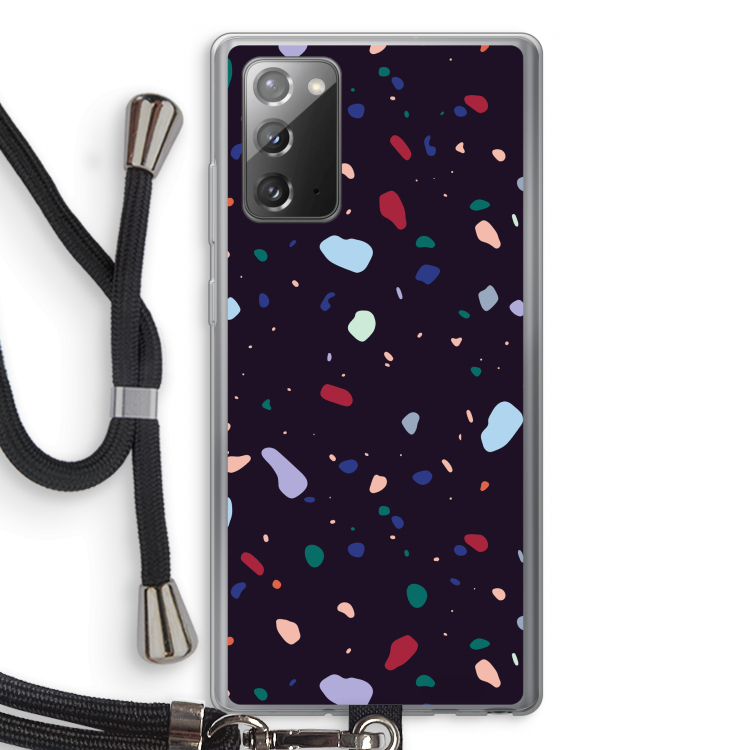 Dark Rounded Terrazzo: Samsung Galaxy Note 20 / Note 20 5G Transparant Hoesje met koord