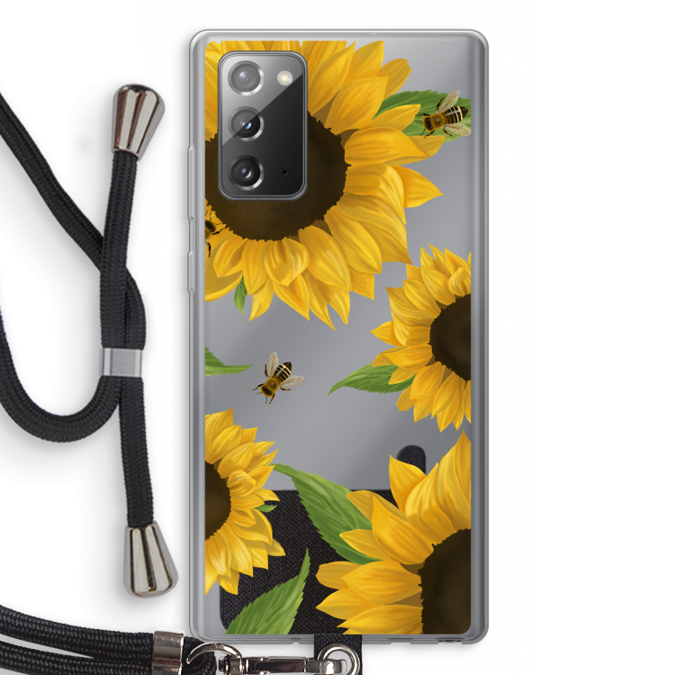 Sunflower and bees: Samsung Galaxy Note 20 / Note 20 5G Transparant Hoesje met koord