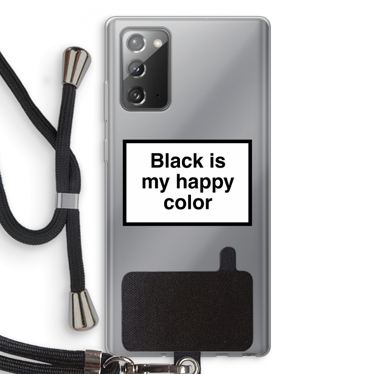 Black is my happy color: Samsung Galaxy Note 20 / Note 20 5G Transparant Hoesje met koord