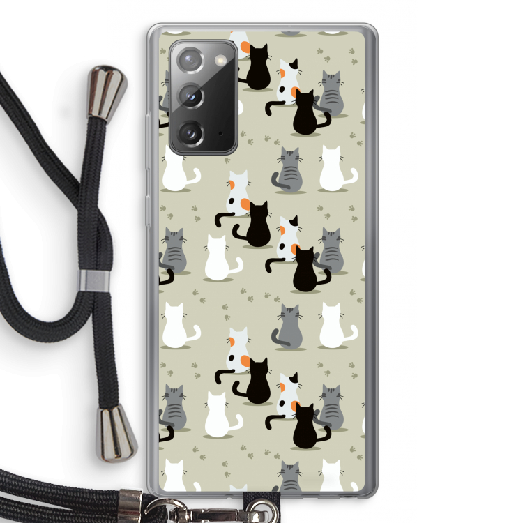 Katten: Samsung Galaxy Note 20 / Note 20 5G Transparant Hoesje met koord