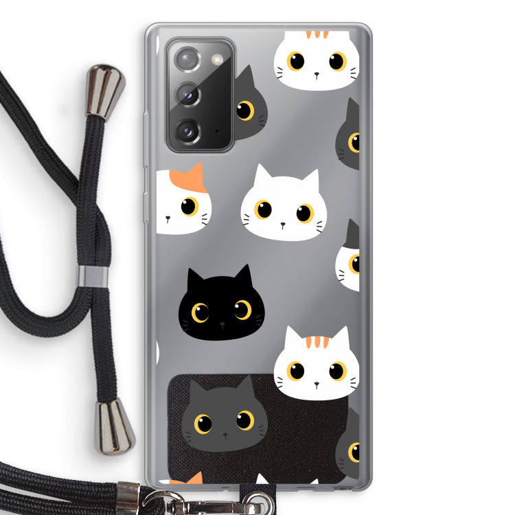 Katten: Samsung Galaxy Note 20 / Note 20 5G Transparant Hoesje met koord
