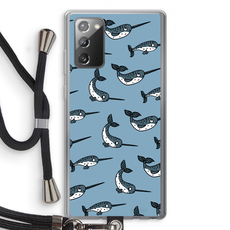 Narwhal: Samsung Galaxy Note 20 / Note 20 5G Transparant Hoesje met koord