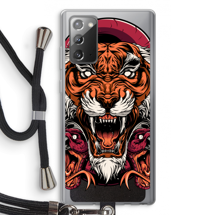 Tiger and Rattlesnakes: Samsung Galaxy Note 20 / Note 20 5G Transparant Hoesje met koord