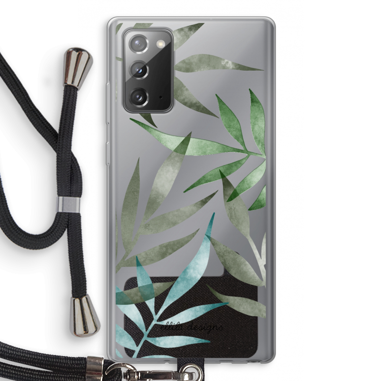 Tropical watercolor leaves: Samsung Galaxy Note 20 / Note 20 5G Transparant Hoesje met koord