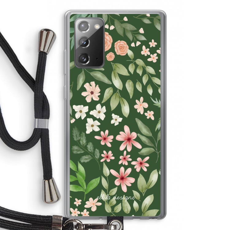 Botanical green sweet flower heaven: Samsung Galaxy Note 20 / Note 20 5G Transparant Hoesje met koord