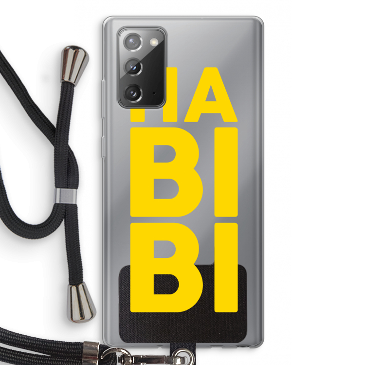 Habibi Blue: Samsung Galaxy Note 20 / Note 20 5G Transparant Hoesje met koord