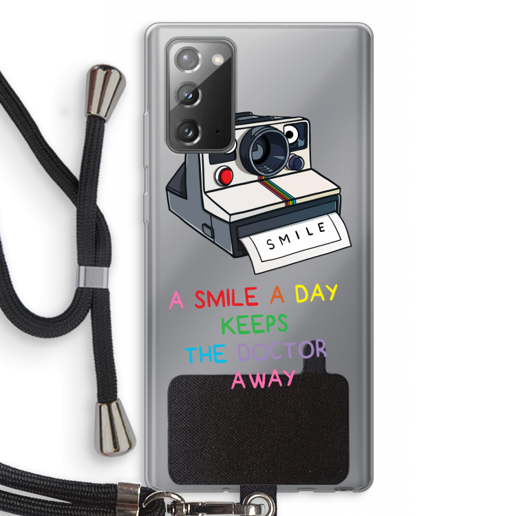 Smile: Samsung Galaxy Note 20 / Note 20 5G Transparant Hoesje met koord