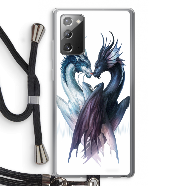 Yin Yang Dragons: Samsung Galaxy Note 20 / Note 20 5G Transparant Hoesje met koord