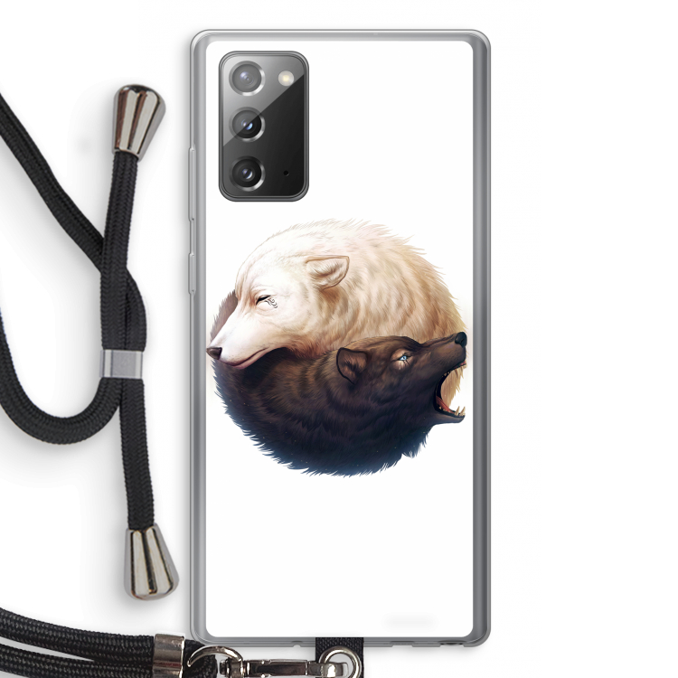 Yin Yang Wolves: Samsung Galaxy Note 20 / Note 20 5G Transparant Hoesje met koord