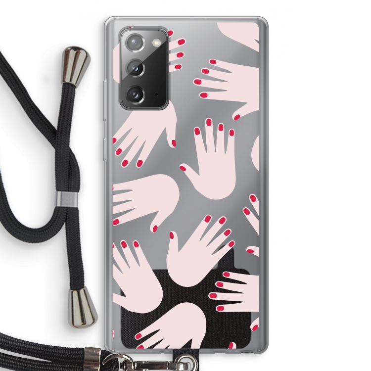 Hands pink: Samsung Galaxy Note 20 / Note 20 5G Transparant Hoesje met koord