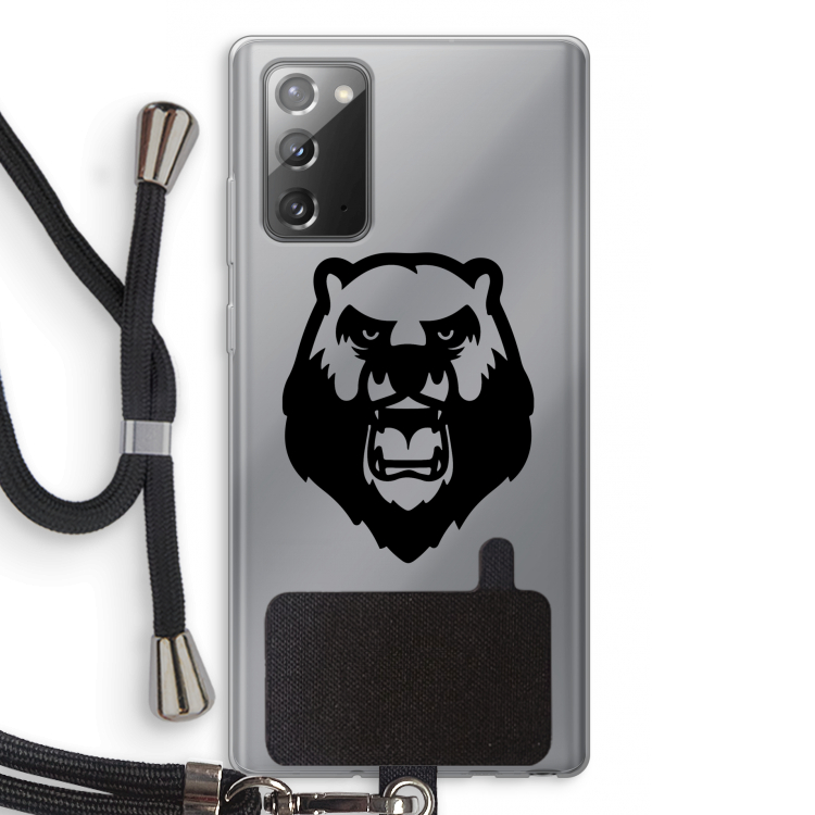 Angry Bear (black): Samsung Galaxy Note 20 / Note 20 5G Transparant Hoesje met koord