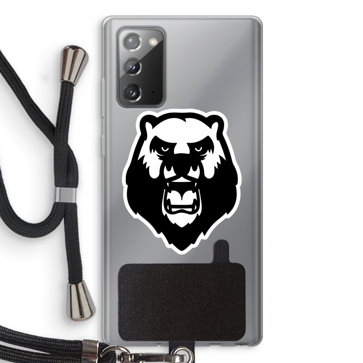 Angry Bear (white): Samsung Galaxy Note 20 / Note 20 5G Transparant Hoesje met koord