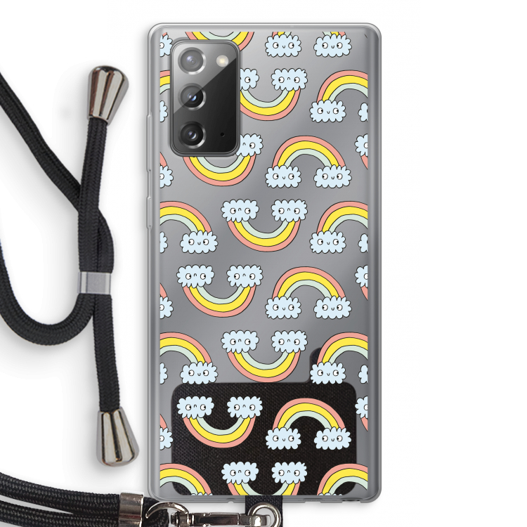 Regenboog: Samsung Galaxy Note 20 / Note 20 5G Transparant Hoesje met koord
