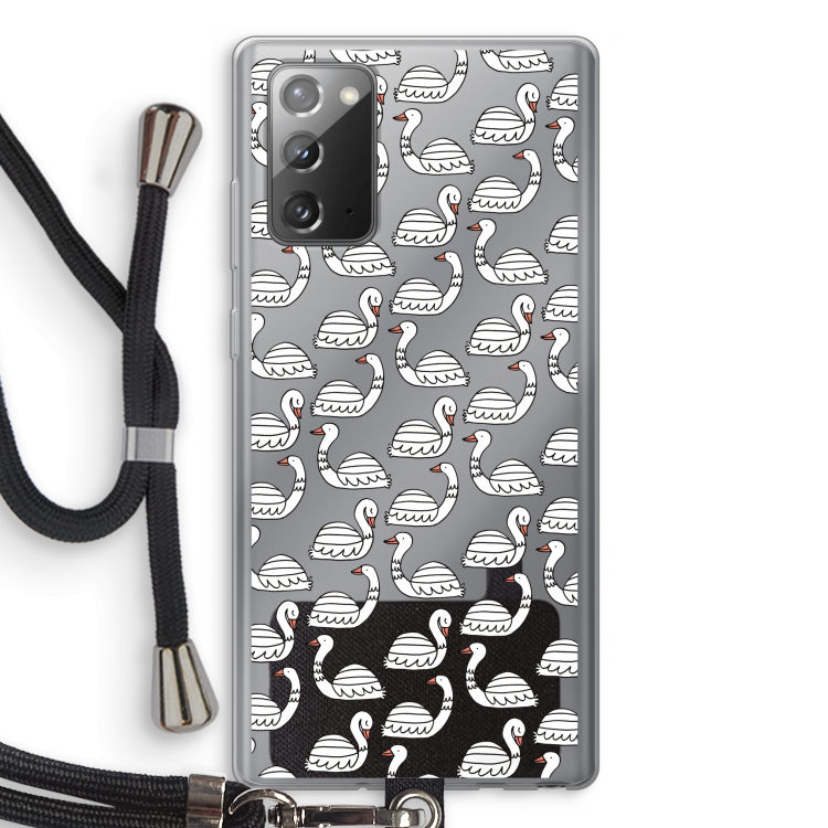 Zwanen: Samsung Galaxy Note 20 / Note 20 5G Transparant Hoesje met koord