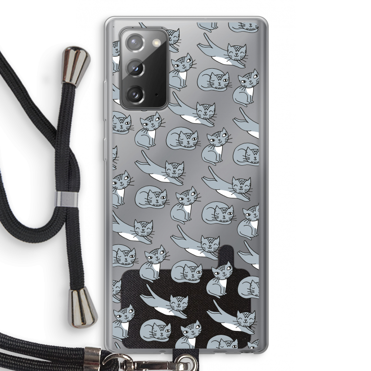 Poezen: Samsung Galaxy Note 20 / Note 20 5G Transparant Hoesje met koord