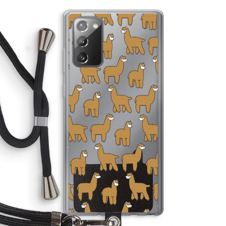 Alpacas: Samsung Galaxy Note 20 / Note 20 5G Transparant Hoesje met koord