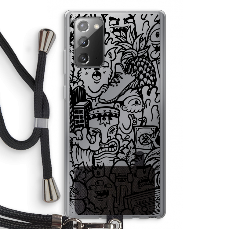 Vexx Black Mixtape: Samsung Galaxy Note 20 / Note 20 5G Transparant Hoesje met koord