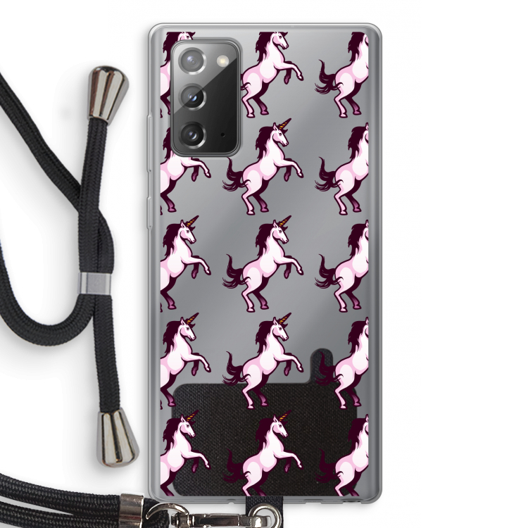 Musketon Unicorn: Samsung Galaxy Note 20 / Note 20 5G Transparant Hoesje met koord
