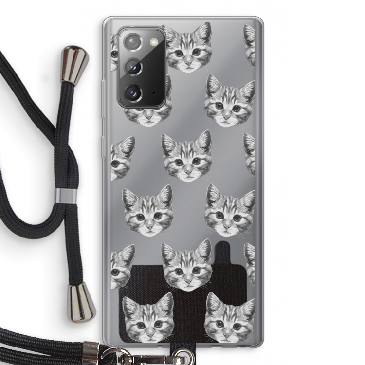 Kitten: Samsung Galaxy Note 20 / Note 20 5G Transparant Hoesje met koord