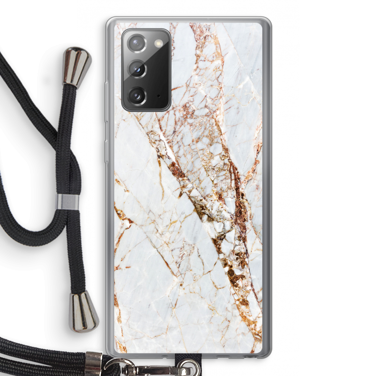 Goud marmer: Samsung Galaxy Note 20 / Note 20 5G Transparant Hoesje met koord