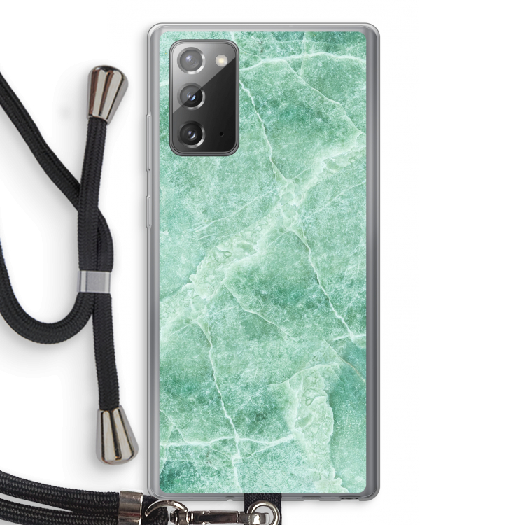 Groen marmer: Samsung Galaxy Note 20 / Note 20 5G Transparant Hoesje met koord