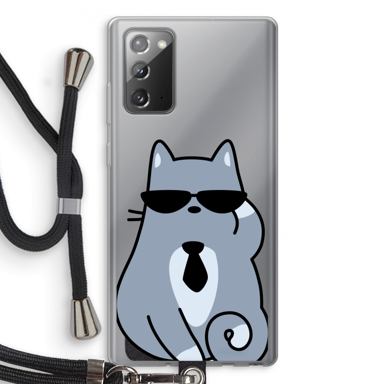 Cool cat: Samsung Galaxy Note 20 / Note 20 5G Transparant Hoesje met koord