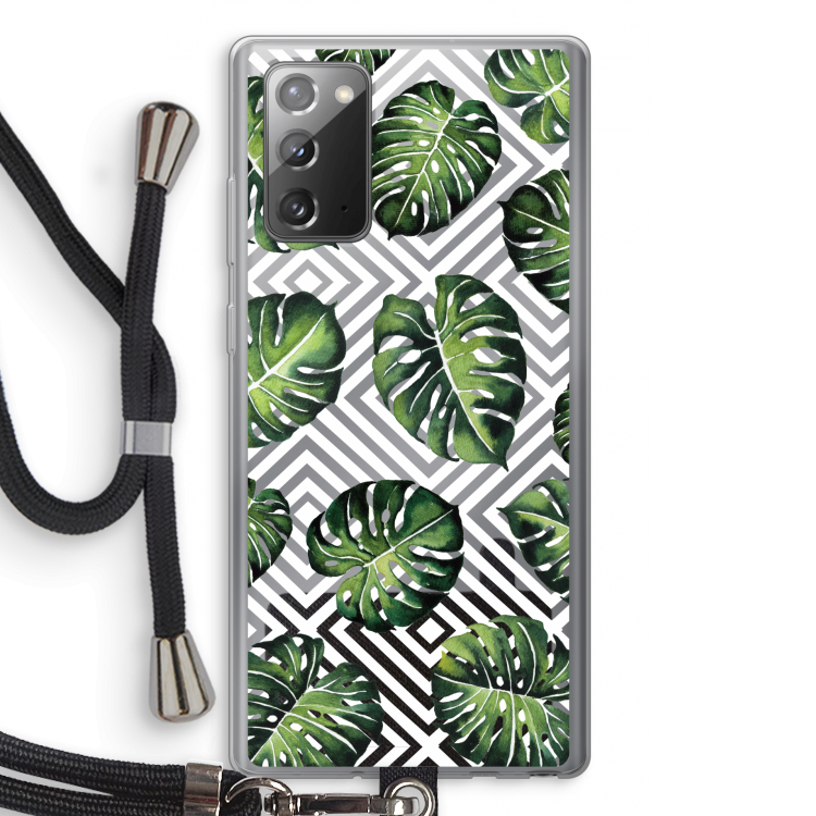 Geometrische jungle: Samsung Galaxy Note 20 / Note 20 5G Transparant Hoesje met koord