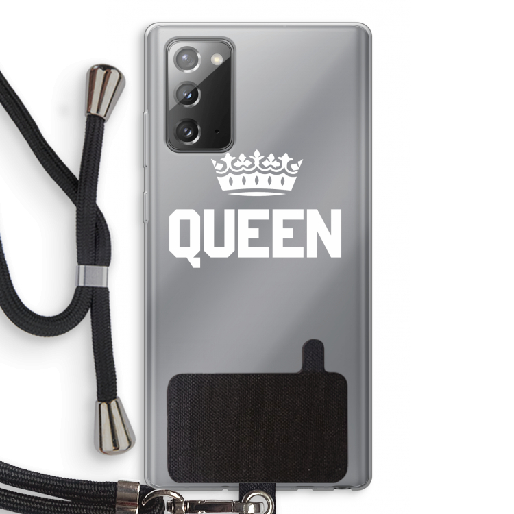 Queen zwart: Samsung Galaxy Note 20 / Note 20 5G Transparant Hoesje met koord