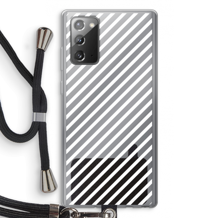 Strepen zwart-wit: Samsung Galaxy Note 20 / Note 20 5G Transparant Hoesje met koord