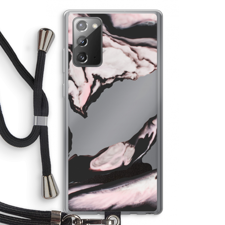 Roze stroom: Samsung Galaxy Note 20 / Note 20 5G Transparant Hoesje met koord