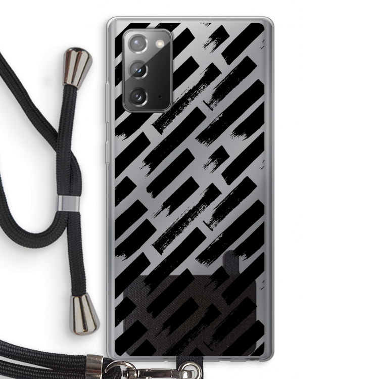 Zwarte vegen: Samsung Galaxy Note 20 / Note 20 5G Transparant Hoesje met koord