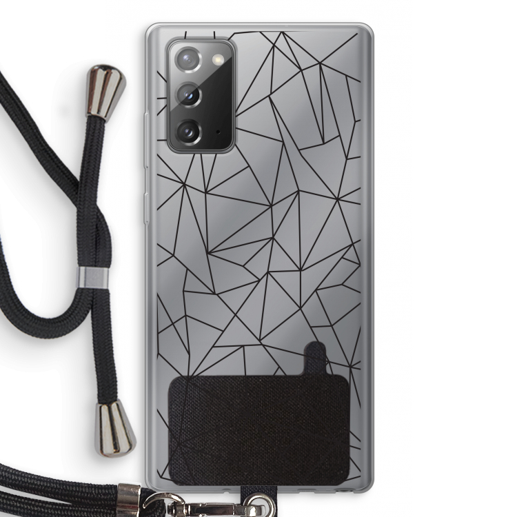 Geometrische lijnen zwart: Samsung Galaxy Note 20 / Note 20 5G Transparant Hoesje met koord