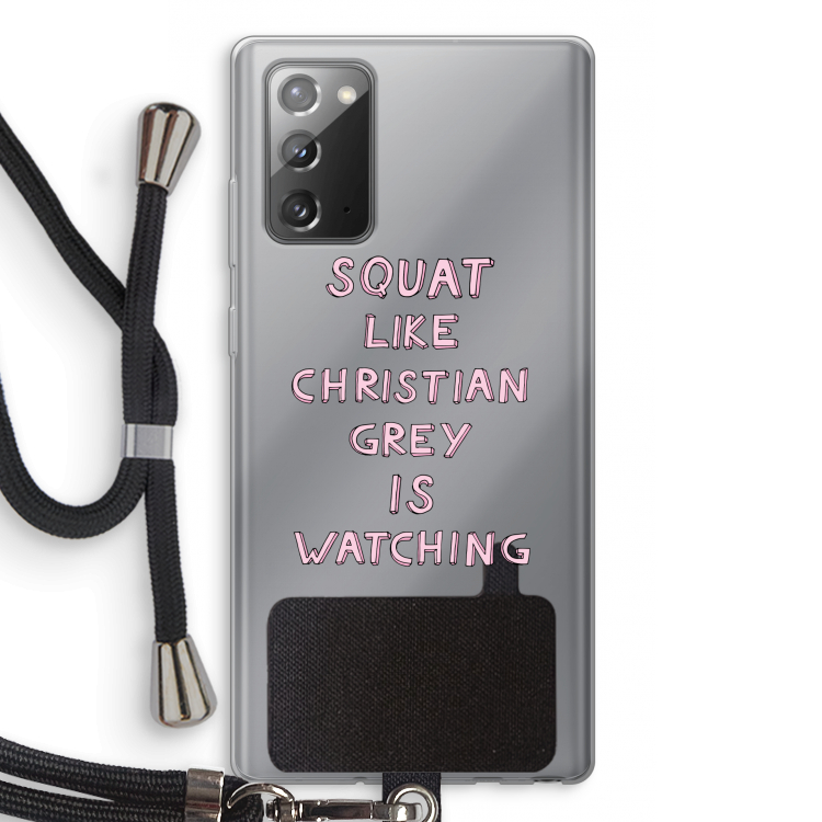 Christian Grey: Samsung Galaxy Note 20 / Note 20 5G Transparant Hoesje met koord