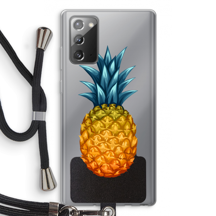 Grote ananas: Samsung Galaxy Note 20 / Note 20 5G Transparant Hoesje met koord