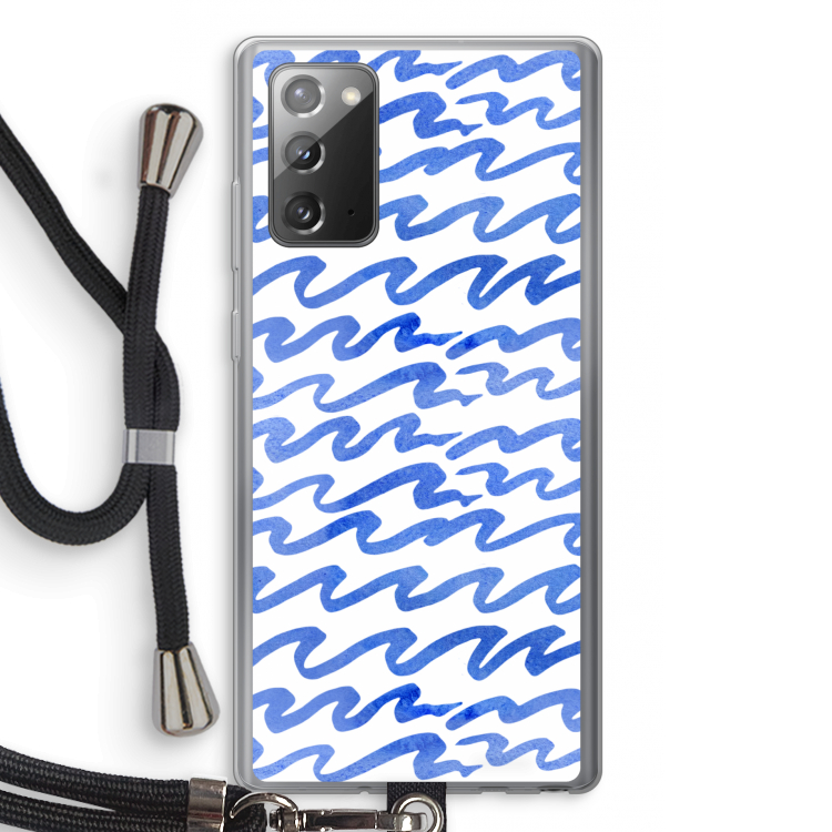 Blauwe golven: Samsung Galaxy Note 20 / Note 20 5G Transparant Hoesje met koord