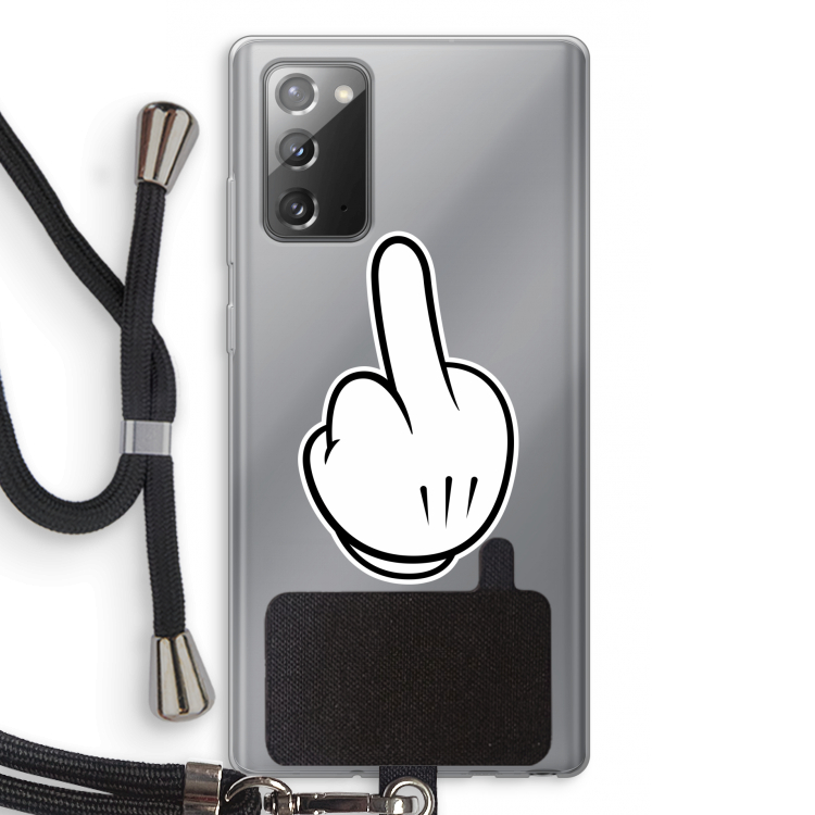 Middle finger black: Samsung Galaxy Note 20 / Note 20 5G Transparant Hoesje met koord