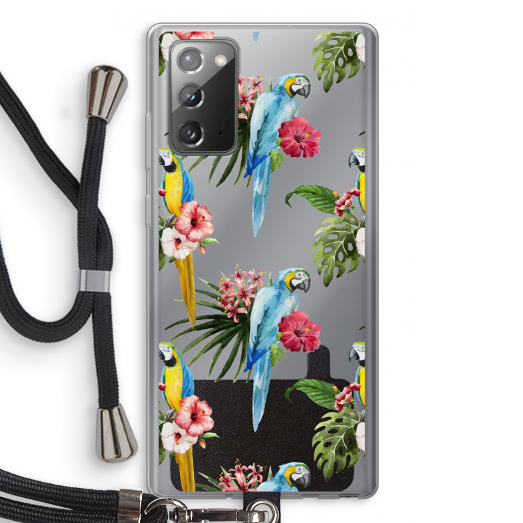 Kleurrijke papegaaien: Samsung Galaxy Note 20 / Note 20 5G Transparant Hoesje met koord