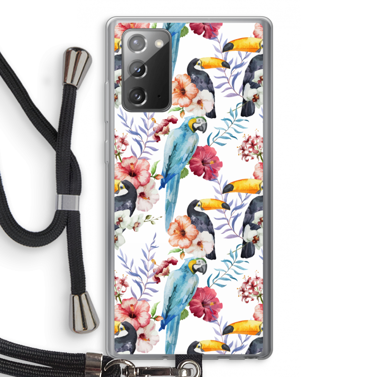 Bloemen tukan: Samsung Galaxy Note 20 / Note 20 5G Transparant Hoesje met koord