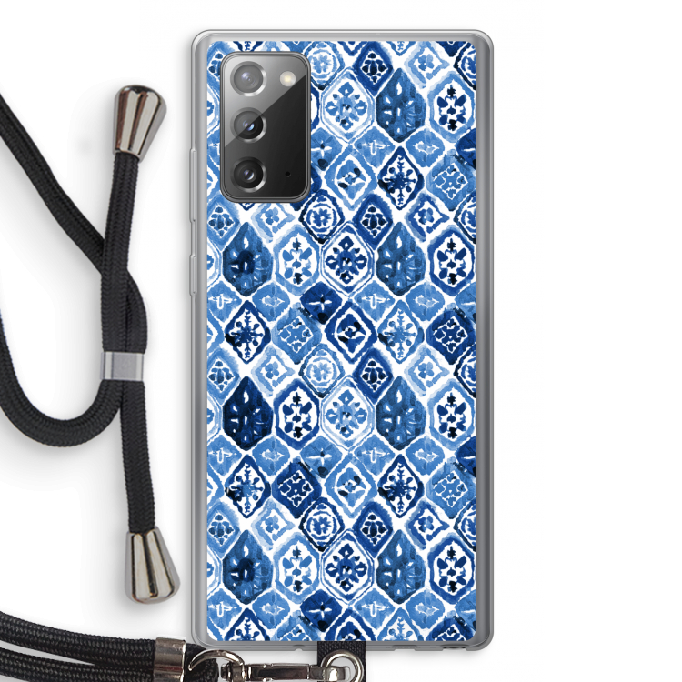 Blauw motief: Samsung Galaxy Note 20 / Note 20 5G Transparant Hoesje met koord