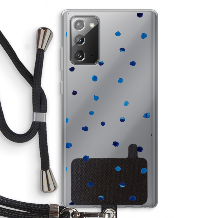 Blauwe stippen: Samsung Galaxy Note 20 / Note 20 5G Transparant Hoesje met koord