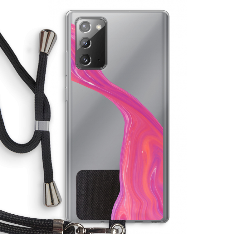 Paarse stroom: Samsung Galaxy Note 20 / Note 20 5G Transparant Hoesje met koord