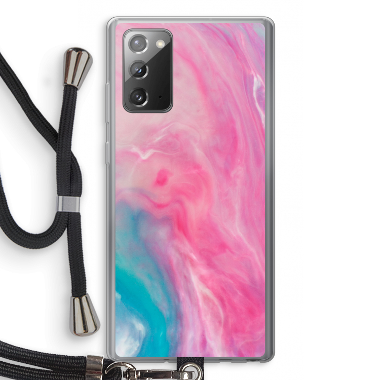 Roze explosie: Samsung Galaxy Note 20 / Note 20 5G Transparant Hoesje met koord