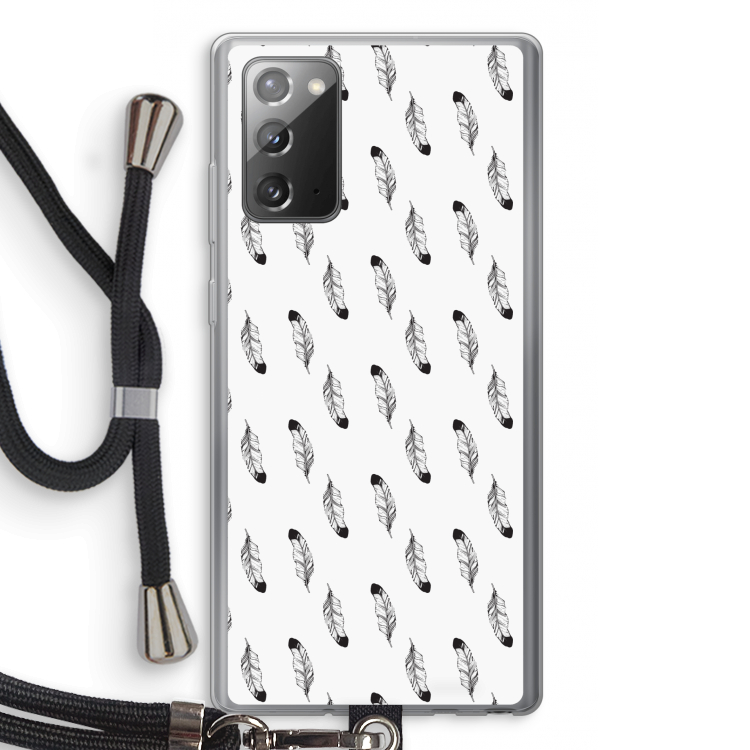 Pluimen: Samsung Galaxy Note 20 / Note 20 5G Transparant Hoesje met koord