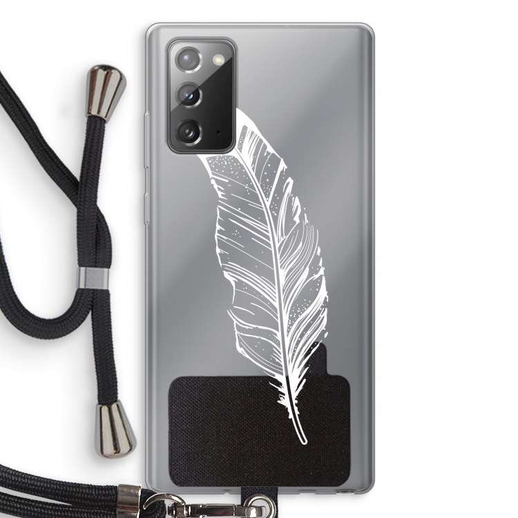 Pluim: Samsung Galaxy Note 20 / Note 20 5G Transparant Hoesje met koord